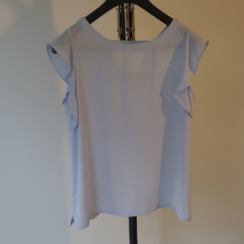Women's Light Blue Ruffle Sleeve Top